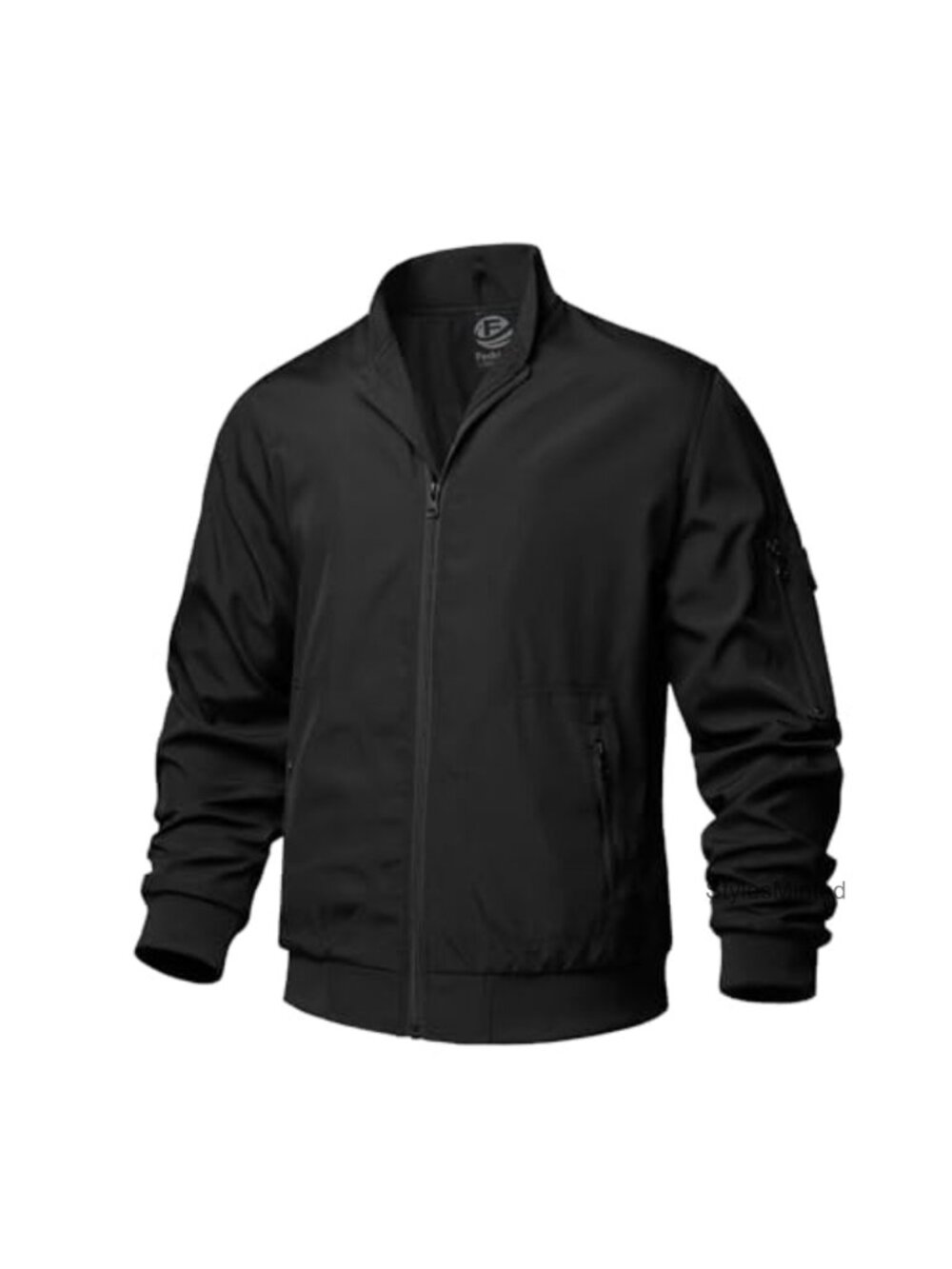 Slim Fit Lightweight Bomber Jacket with Ribbed Collar Windbreaker for Golf